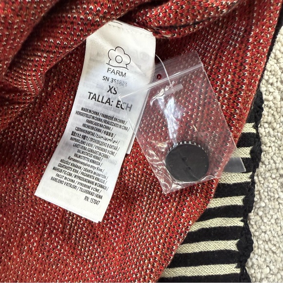 Farm Rio Black Ainika Love Coconut Groove Knit Cardigan black Red XS - Picture 9 of 9